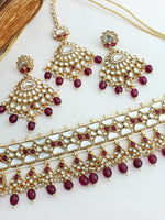 Hania Choker Necklace Set-Purple
