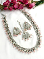 Saira Long Necklace Set-Pastel Pink