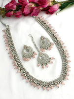 Saira Long Necklace Set-Pastel Pink