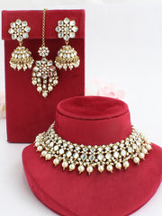 Sneha Bib Necklace Set-Golden