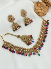Akshi Bib Necklace Set-Multicolor