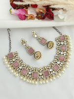 Assam Bib Necklace Set-Pastel Pink