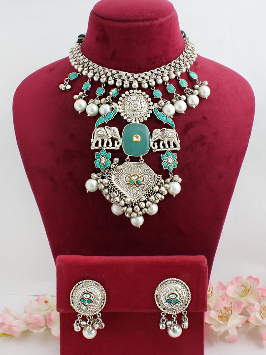 Vaishali Necklace Set-Turquoise