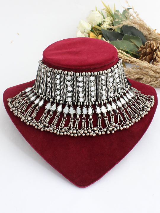 Sahiba choker Necklace-Antique Silver