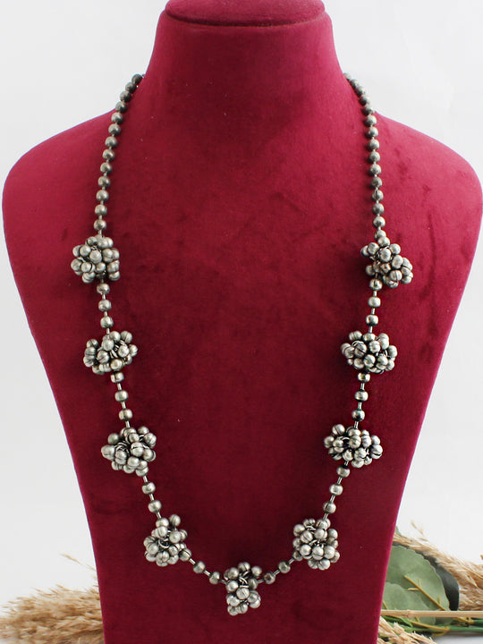 Jhilmil Long Necklace-Antique silver