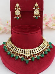 Ashini Bib Necklace Set-Green