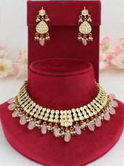 Ashini Bib Necklace Set-Pastel Pink