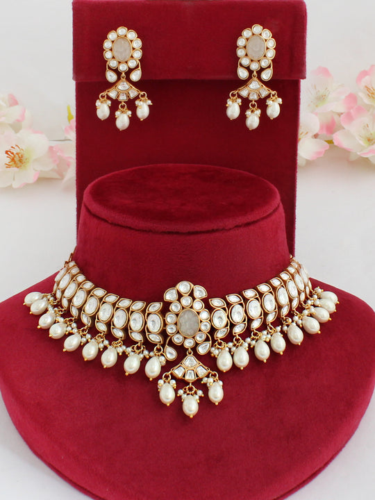 Diya Choker Necklace Set-Ivory