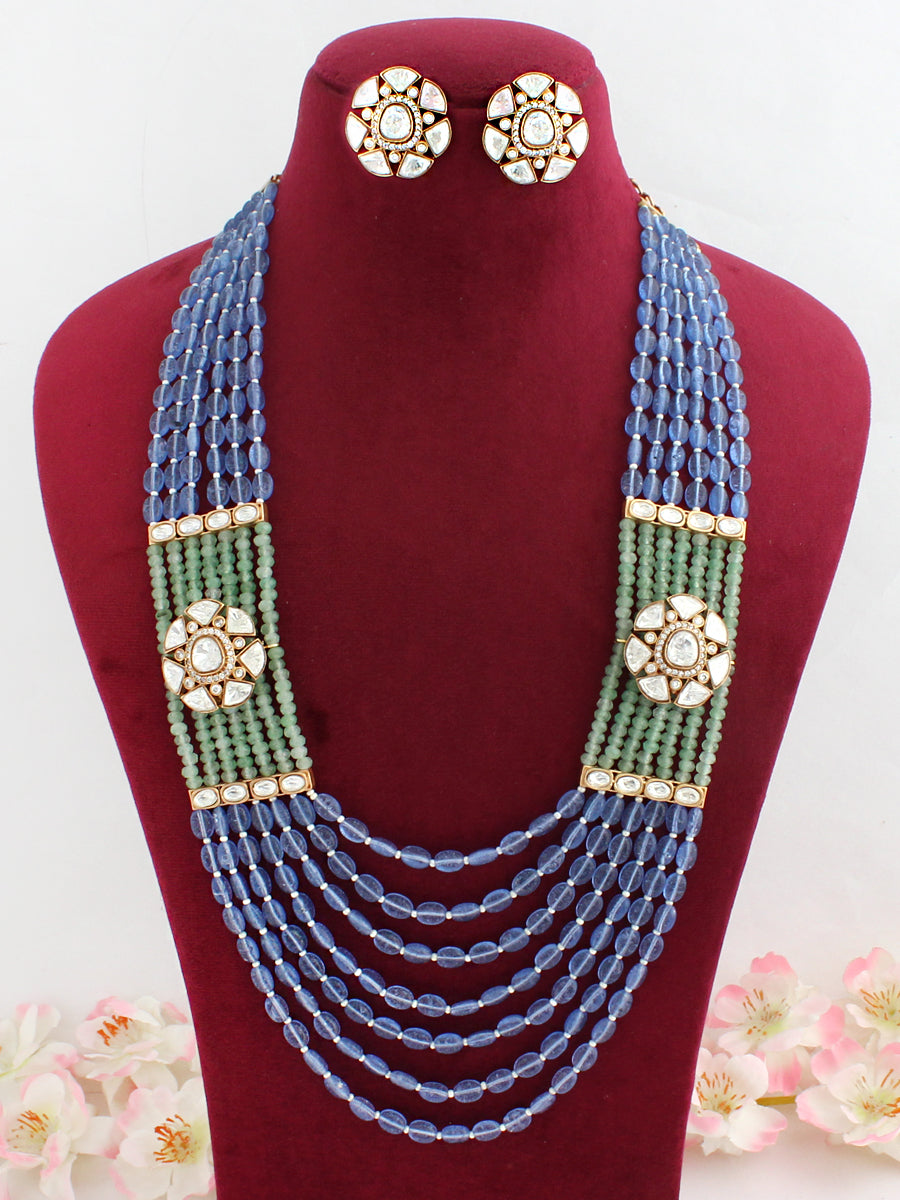 Vanika Long Necklace Set-Blue