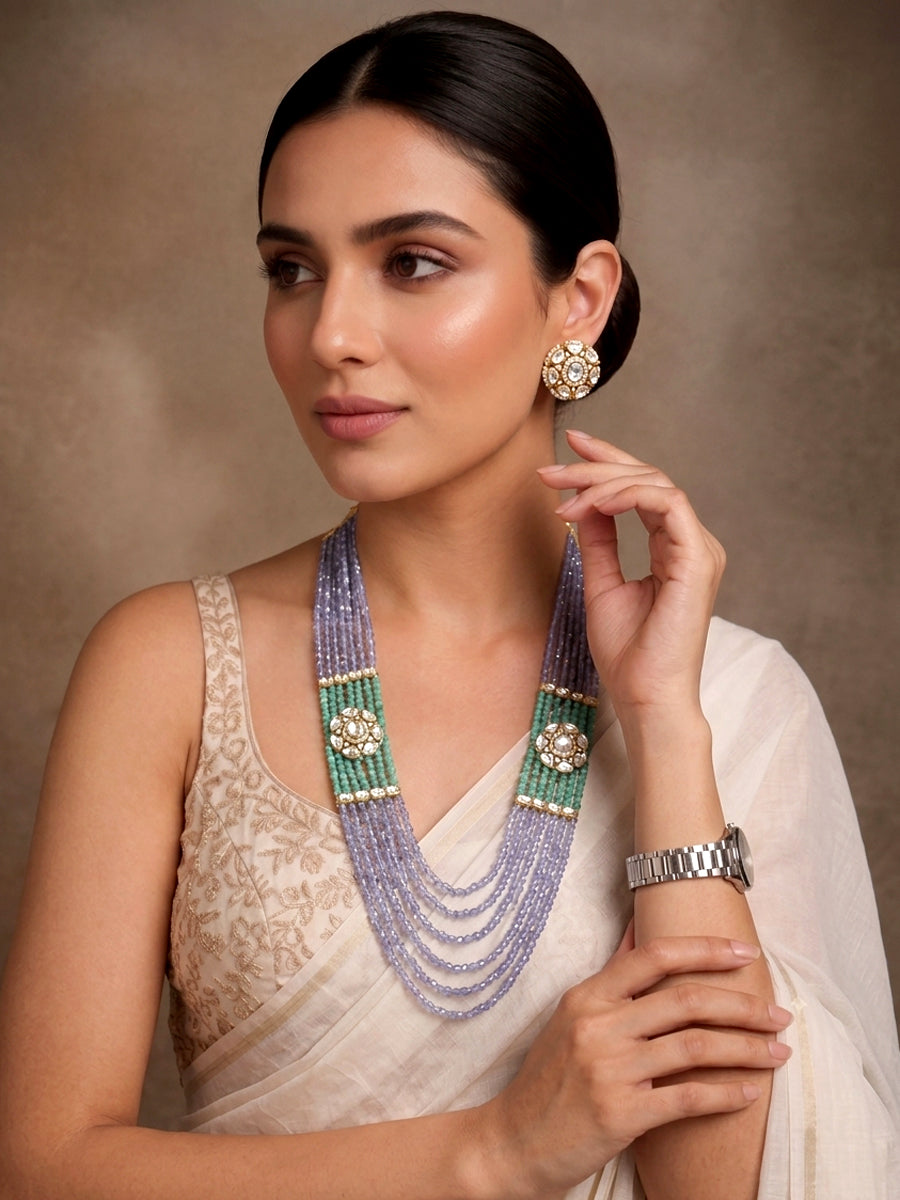 Vanika Long Necklace Set-Blue