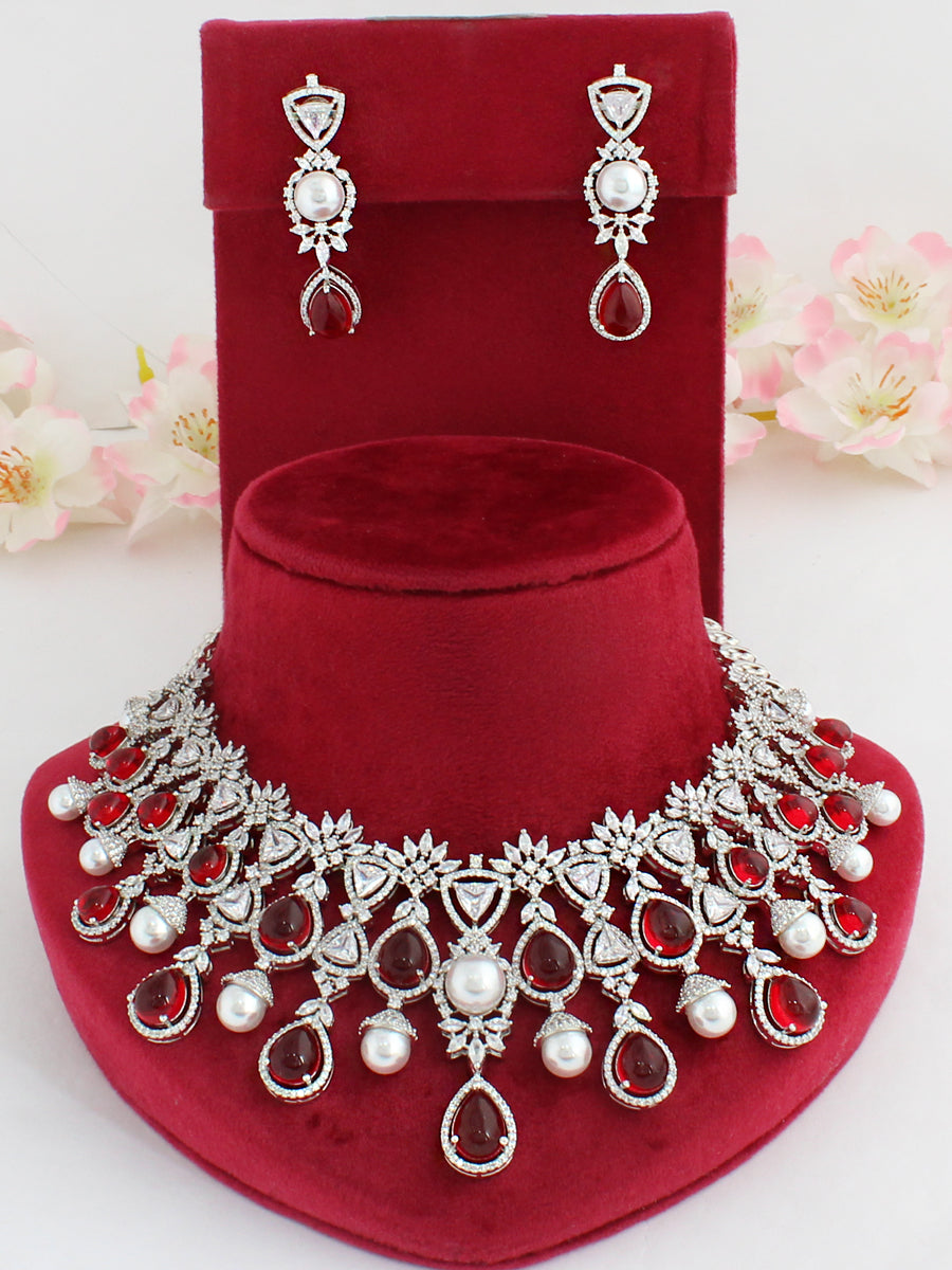 Jessica Necklace Set-Maroon