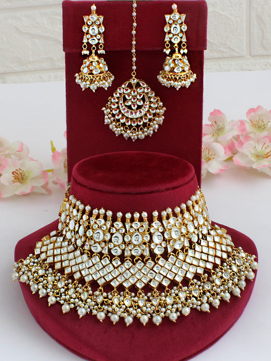 Shloka Layered Necklace Set-White