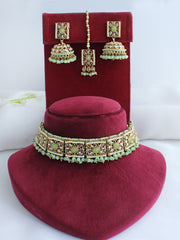 Asin Choker Necklace Set-Mint Green
