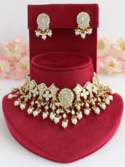 Anusha Choker Necklace Set-Pearl