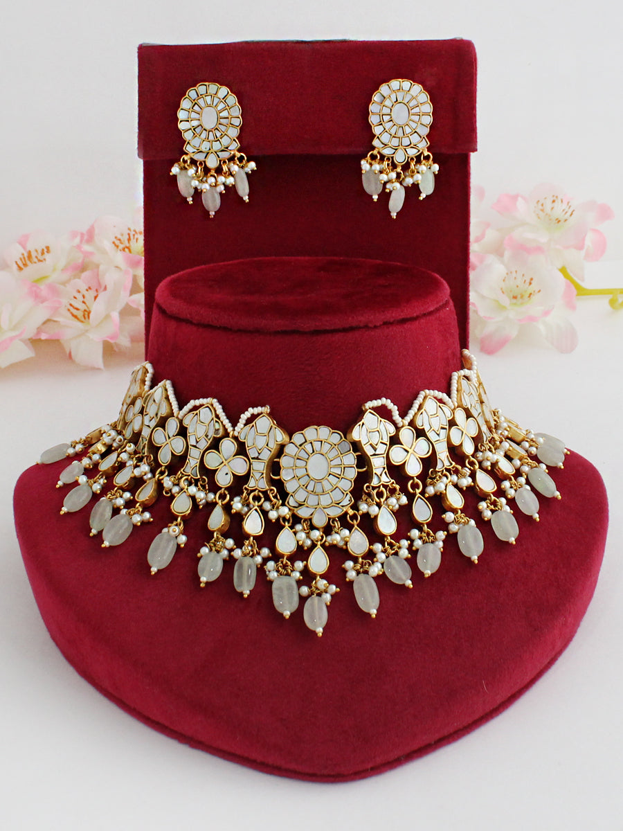 Anusha Choker Necklace Set-Mint Green