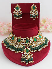 Sonakshi Choker Necklace Set-Green