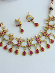Paridhi Choker Necklace Set-Hot pink