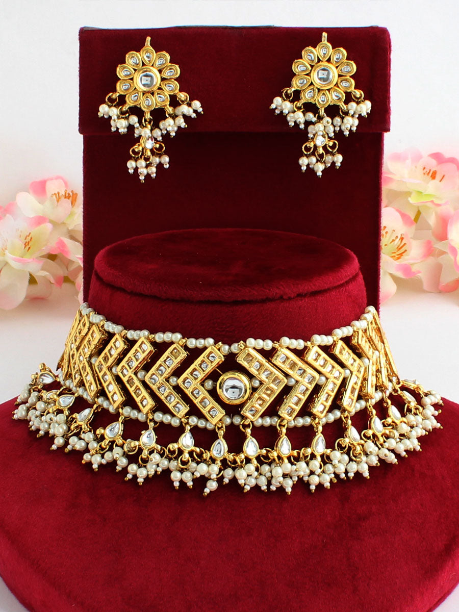Buy Fida Wedding Bridal ethnic Gold-Plated Ornate Pearl Kundan Jewellery set  for Women(Free Size) Online