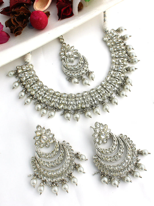 Arya Necklace Set-Silver