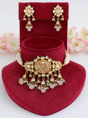 Heer Choker Necklace Set-Peach