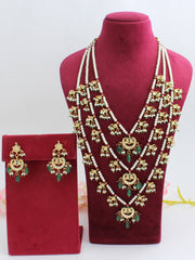 Nihira 3 Layered Necklace Set-Maroon & Green