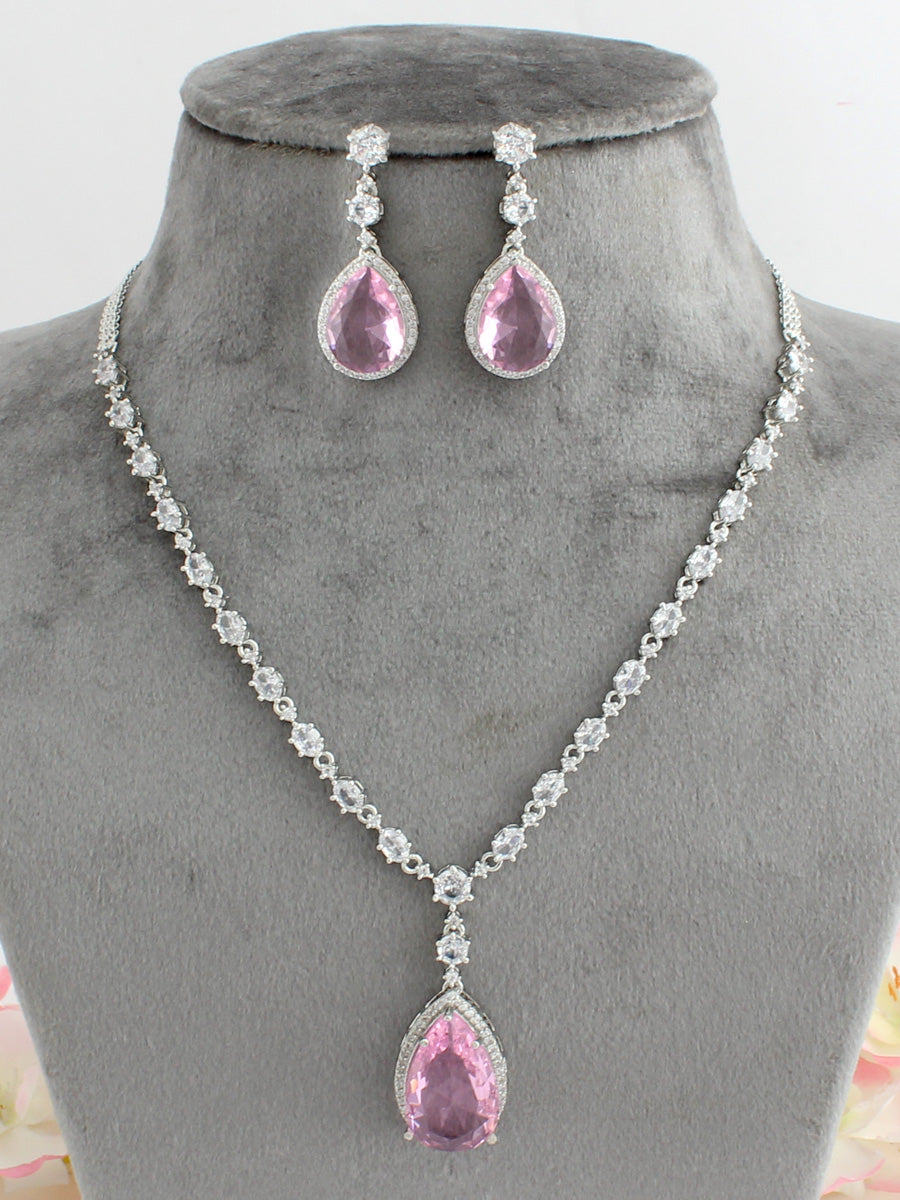 Sofia Pendant Necklace Set-Pink