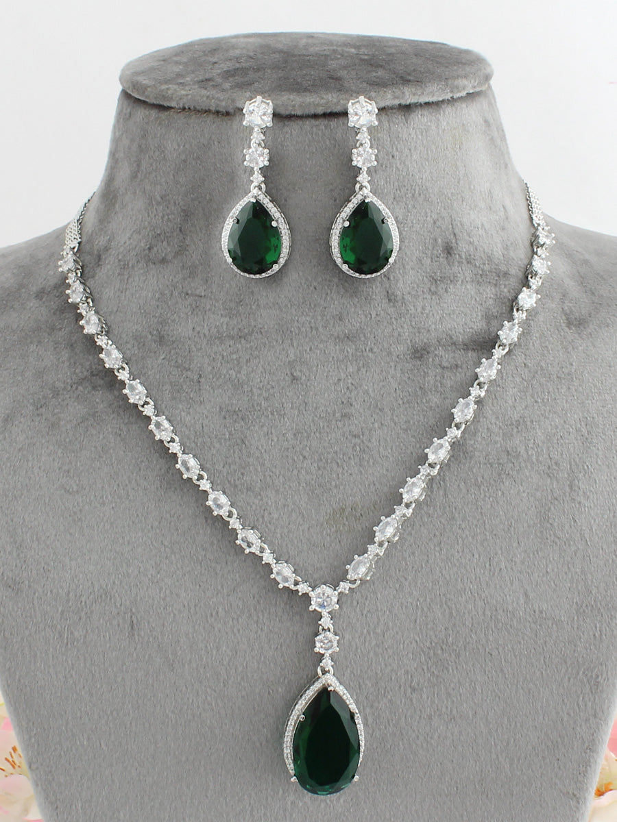 Sofia Pendant Necklace Set-Green