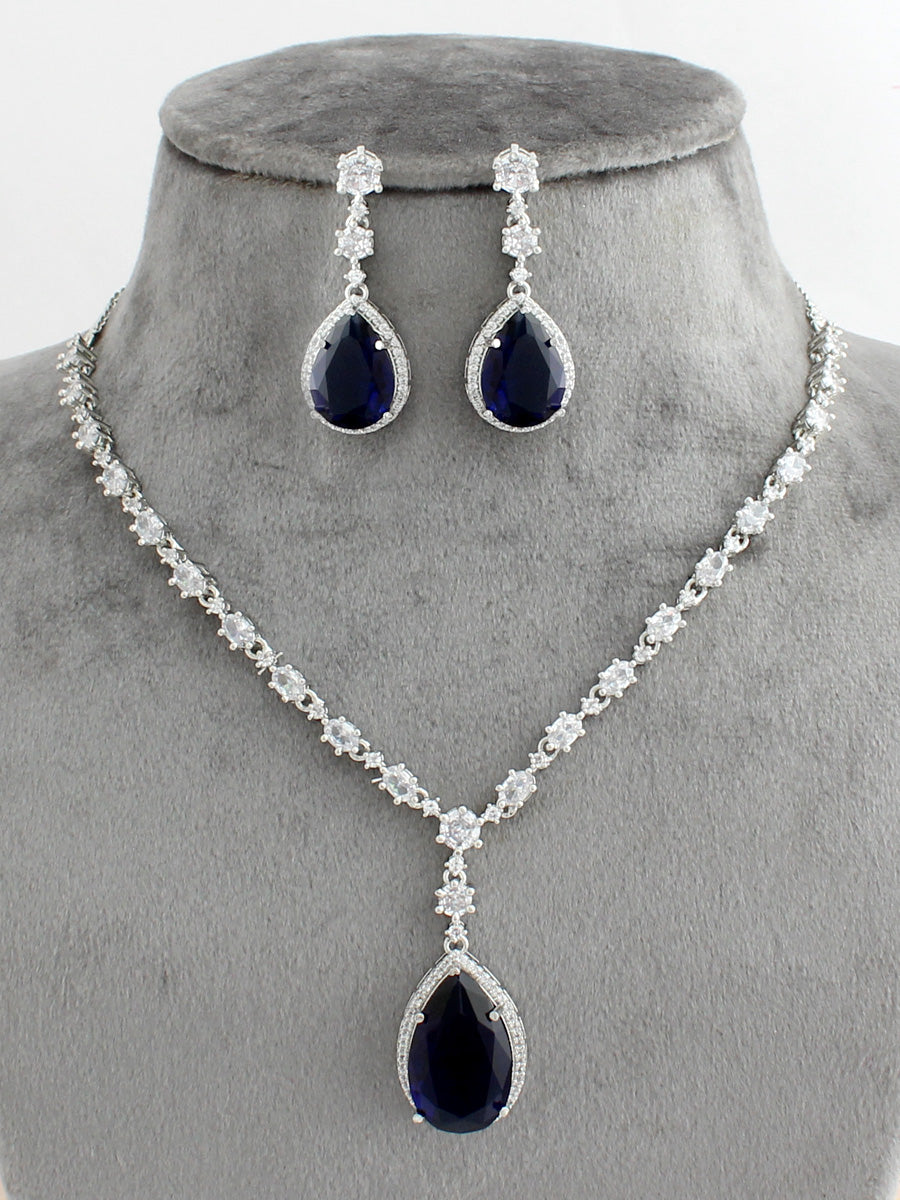 Sofia Pendant Necklace Set-blue