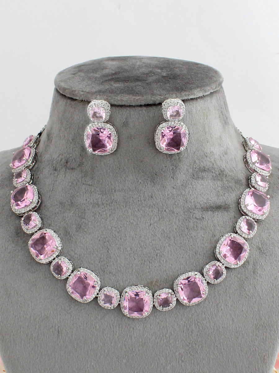 Richa Necklace Set-Pink
