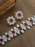 Naysha Choker Necklace Set-Maroon