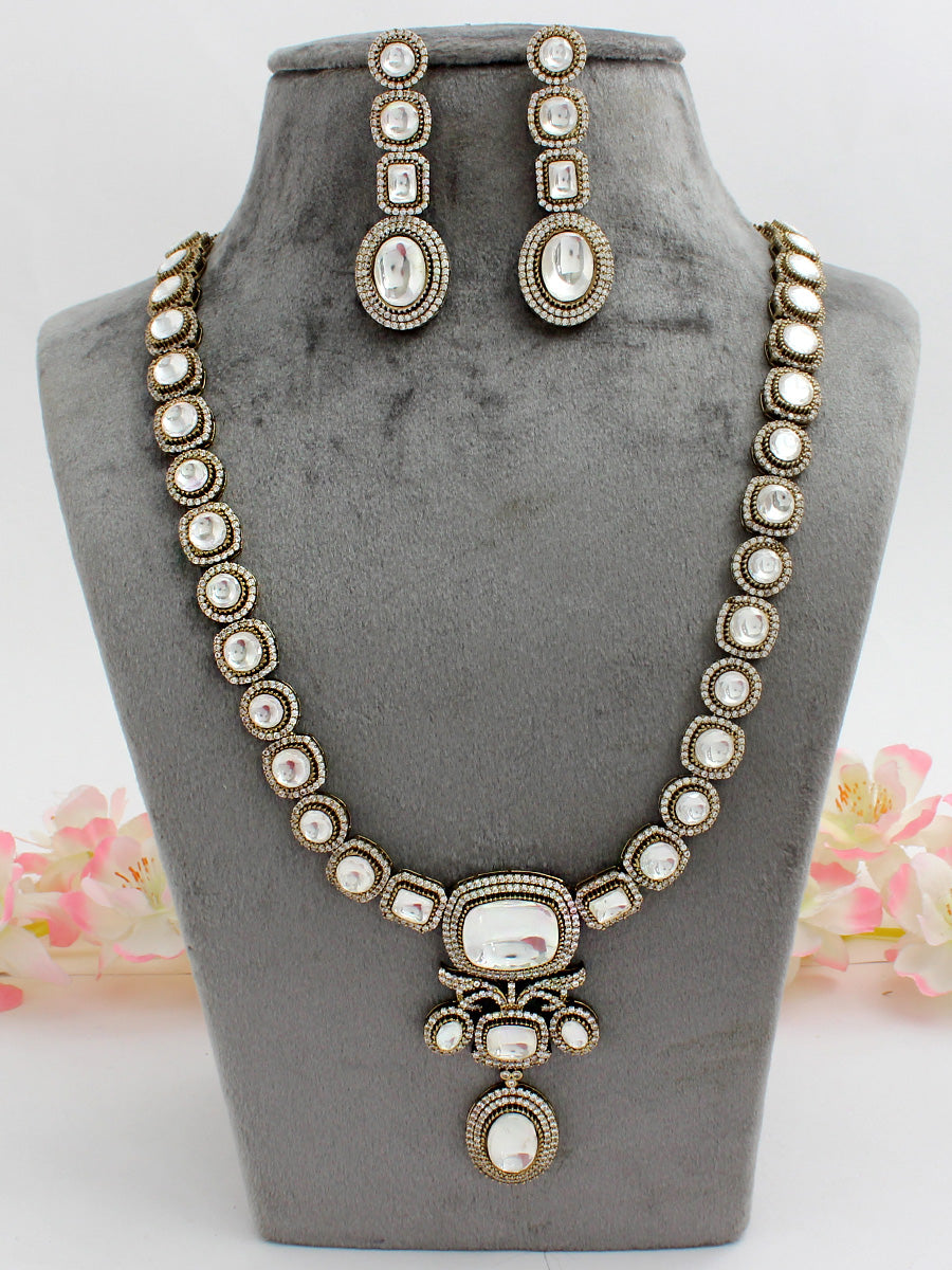Raysha Long Necklace Set-White