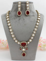Raysha Long Necklace Set-Ruby Pink