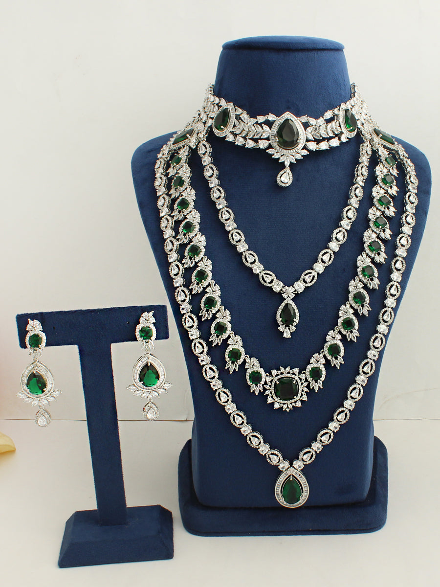 kaludia Layered Necklace Set-Green