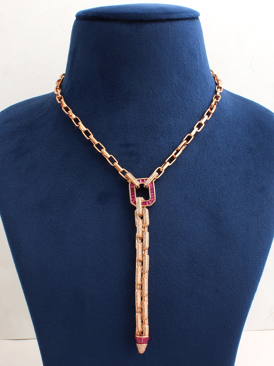 Zoe Necklace-Ruby Pink