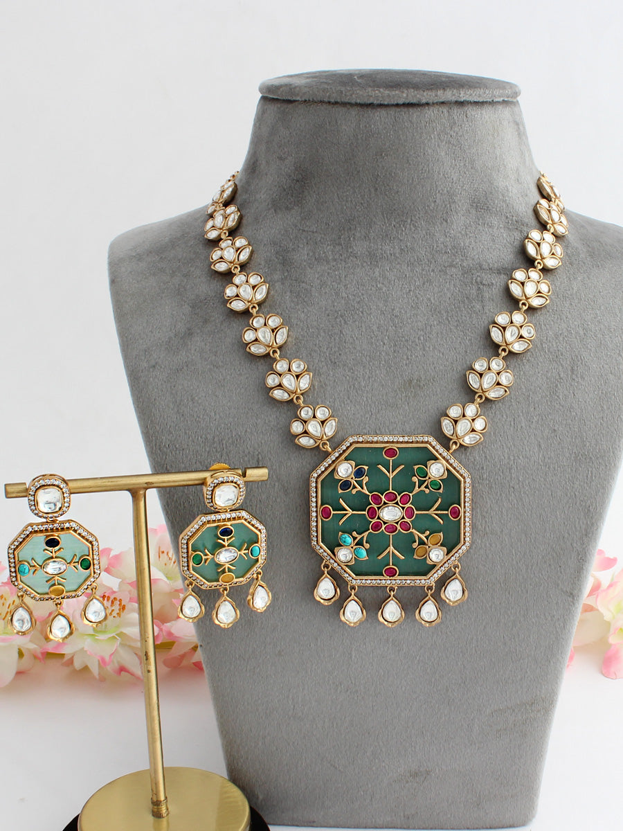 Lavanya Necklace Set-Mint Green