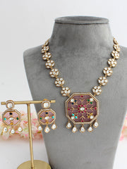 Lavanya Necklace Set-Pastel Pink