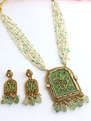 Shubhika Long Necklace Set-Mint Green