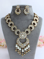 Shuchi Bib Necklace Set-pearl