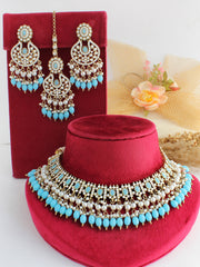 Anisha Bib Necklace Set-Turquoise