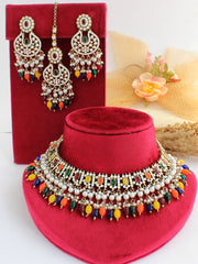 Anisha Bib Necklace Set-Multicolor