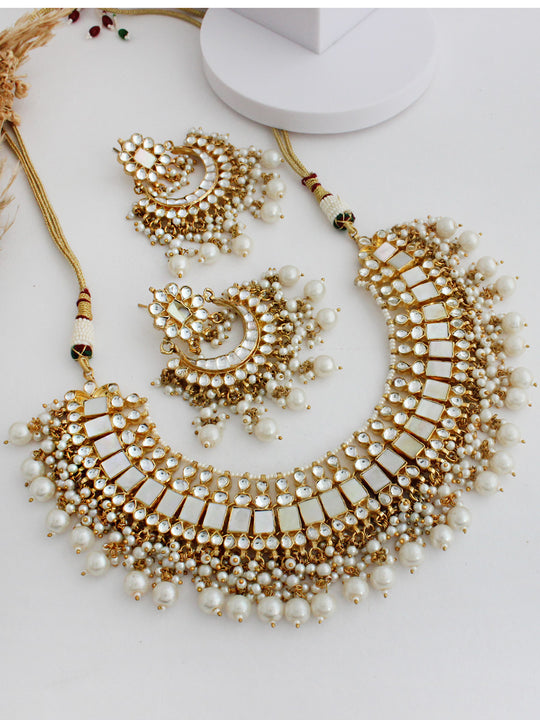 Mirika Bib Necklace Set-Pearl