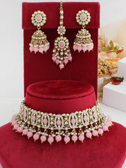 Aasma Choker Necklace Set-Pastel Pink