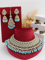 Heena Bib Necklace Set-Turquoise