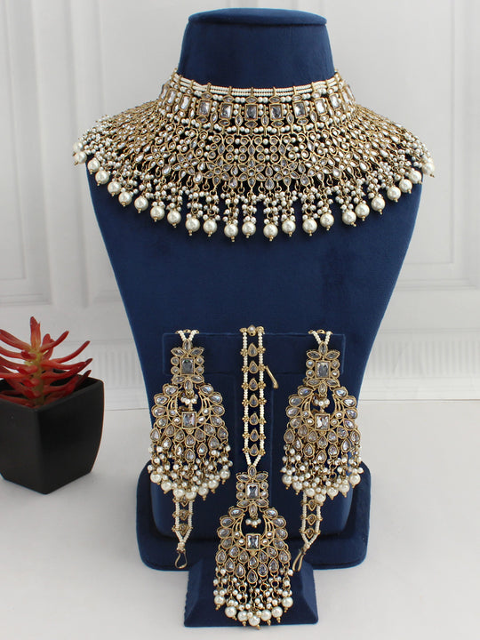 Sehar Necklace Set-White