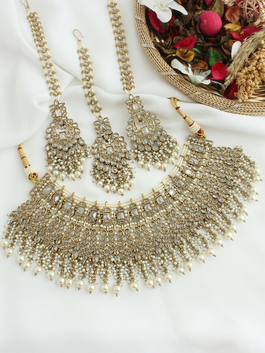 Sehar Necklace Set-White