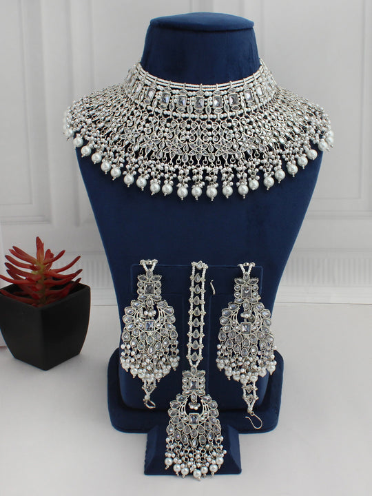 Sehar Necklace Set-Silver