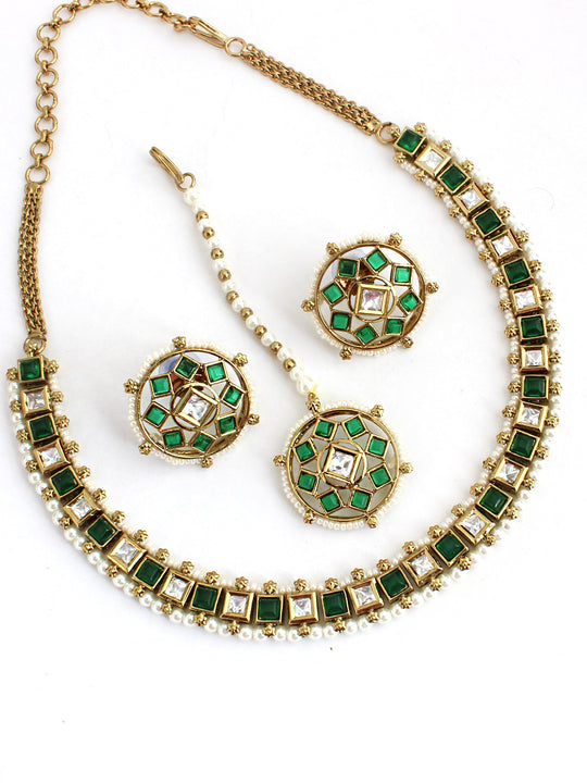 Ishita Necklace Set-Green