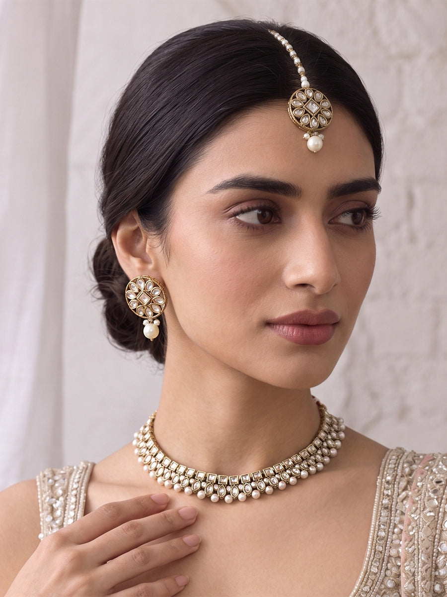 Mishali Necklace Set-White