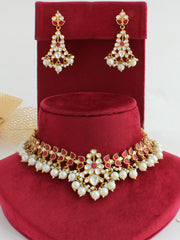 Ritu Bib Necklace Set-Hot Pink