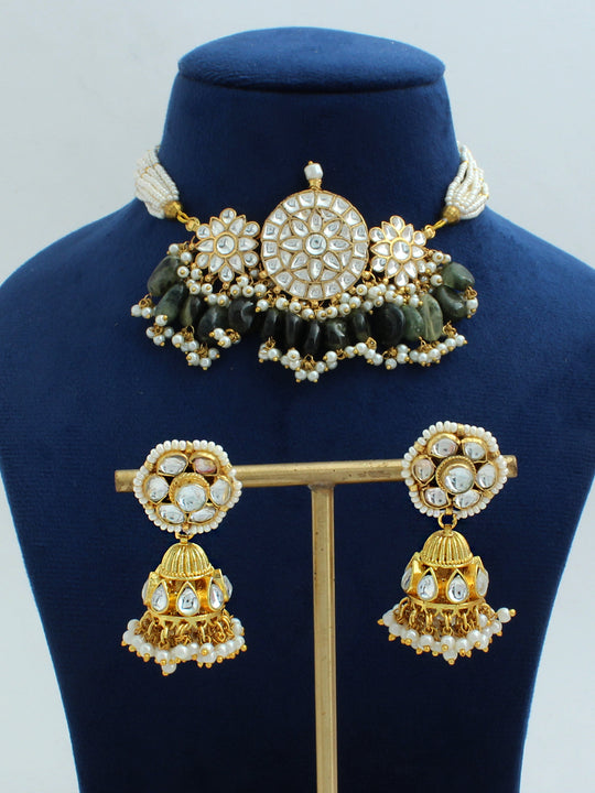 Choker Set Necklace Set/ Dark Gold Green, Pista, Rani, Choker Set Jewellery  Set /indian Choker Necklace Set/bridesmaid Jewellry 